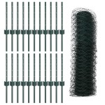 vidaXL Îngrădire cu stâlpi Verde 0.4 x 50 m Oțel vidaXL Îngrădire cu stâlpi Verde 0.4 x 50 m Oțel