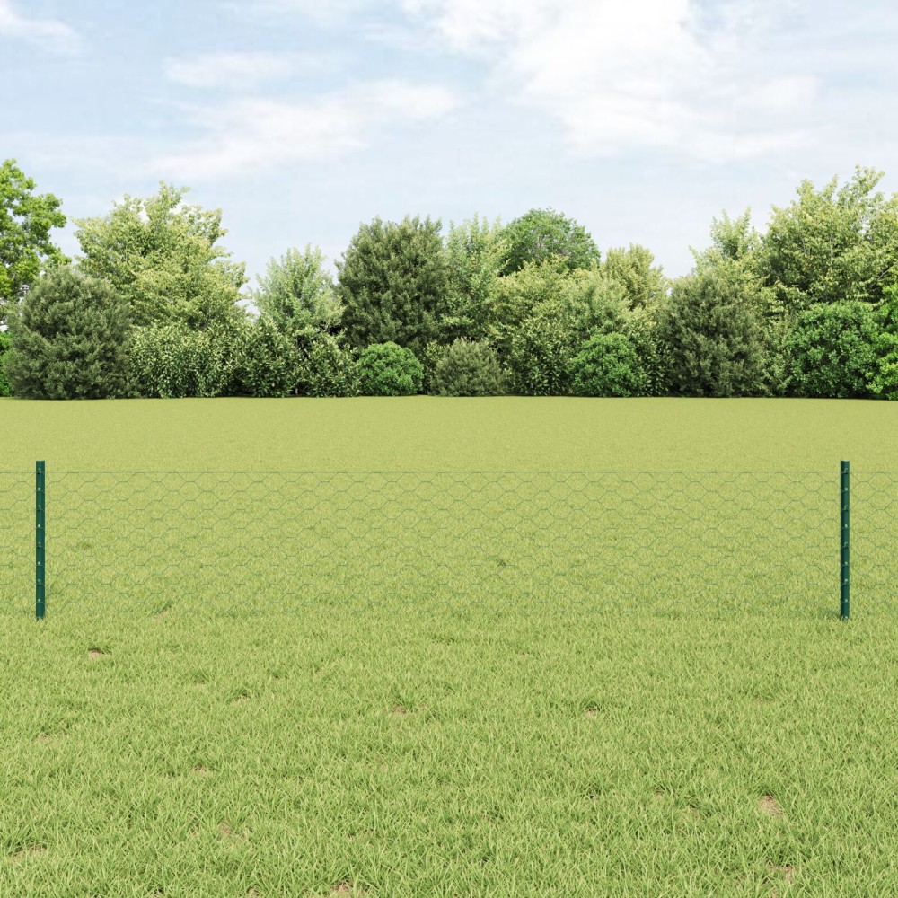 vidaXL Îngrădire cu stâlpi Verde 0.4 x 50 m Oțel