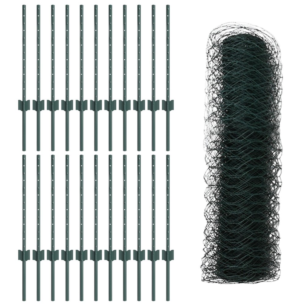 Stâlpi de Gard vidaXL 11 buc U-Channel Verde 60 cm Oțel