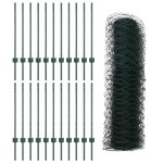 vidaXL Îngrădire cu stâlpi Verde 0.8 x 50 m Oțel