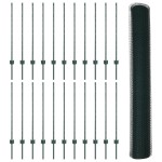 vidaXL Îngrădire cu stâlpi Verde 1 x 50 m Oțel vidaXL Îngrădire cu stâlpi Verde 1 x 50 m Oțel