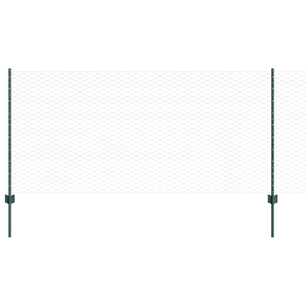 vidaXL Îngrădire cu stâlpi Verde 1 x 50 m Oțel