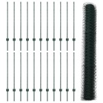 vidaXL Îngrădire cu stâlpi Verde 1 x 50 m Oțel