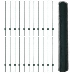 vidaXL Îngrădire cu stâlpi Verde 1.2 x 50 m Oțel vidaXL Îngrădire cu stâlpi Verde 1.2 x 50 m Oțel