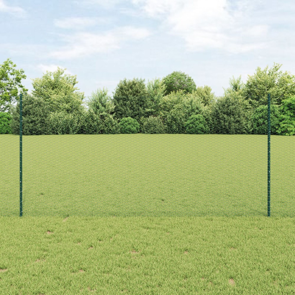 vidaXL Îngrădire cu stâlpi Verde 1.2 x 50 m Oțel