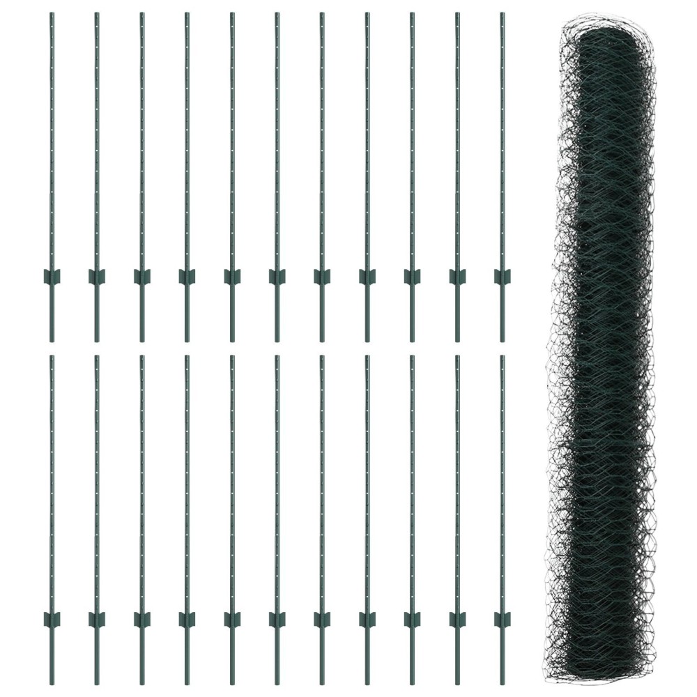 Stâlpi de gard vidaXL 11 buc U-Channel Verde 120 cm Oțel