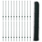 vidaXL Îngrădire cu stâlpi Verde 1.2 x 50 m Oțel vidaXL Îngrădire cu stâlpi Verde 1.2 x 50 m Oțel