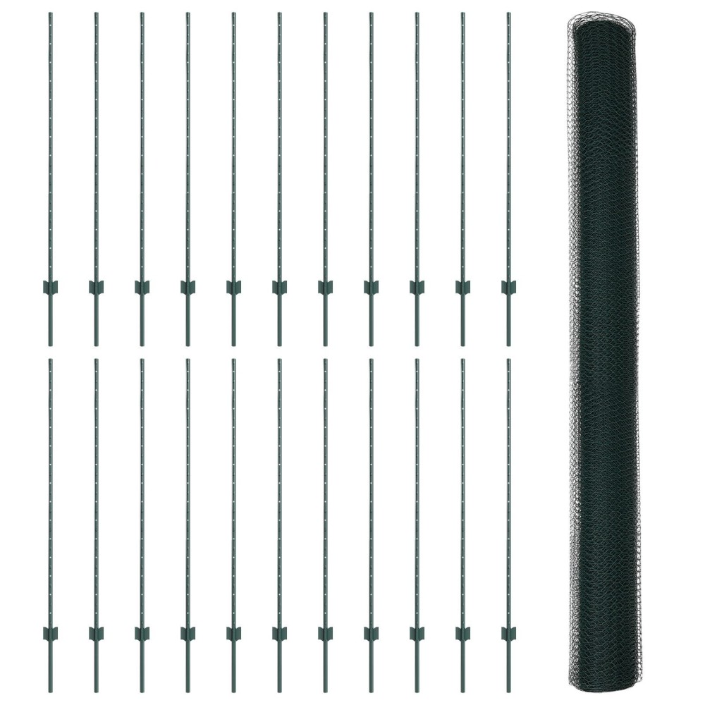 vidaXL Stâlpi de Gard 11 pcs U-Channel Verde 140 cm Oțel