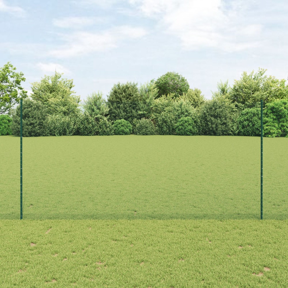 vidaXL Îngrădire cu stâlpi Verde 1.6 x 50 m Oțel