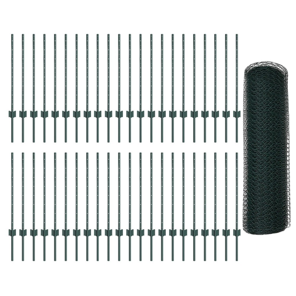 vidaXL Stâlpi de Gard 11 pcs U-Channel Verde 80 cm Oțel