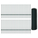vidaXL Stâlpi de Gard 11 pcs U-Channel Verde 80 cm Oțel