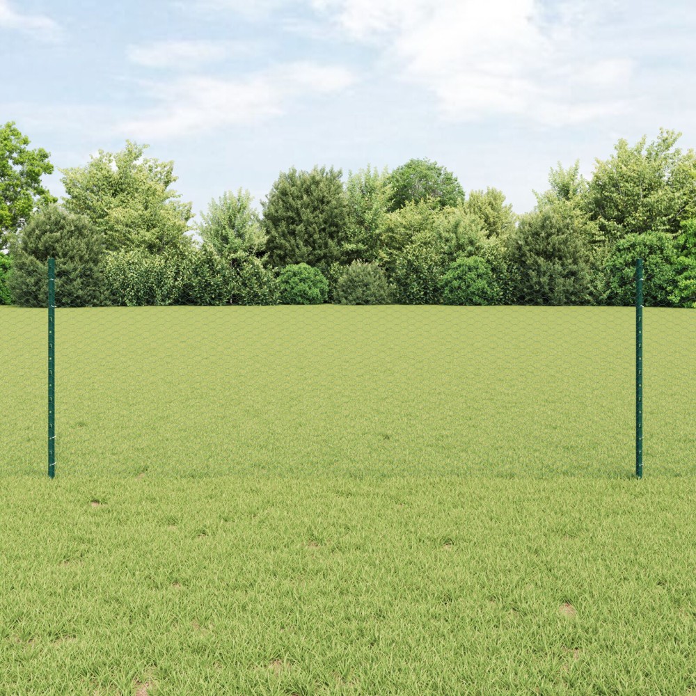 vidaXL Stâlpi de Gard 11 pcs U-Channel Verde 80 cm Oțel