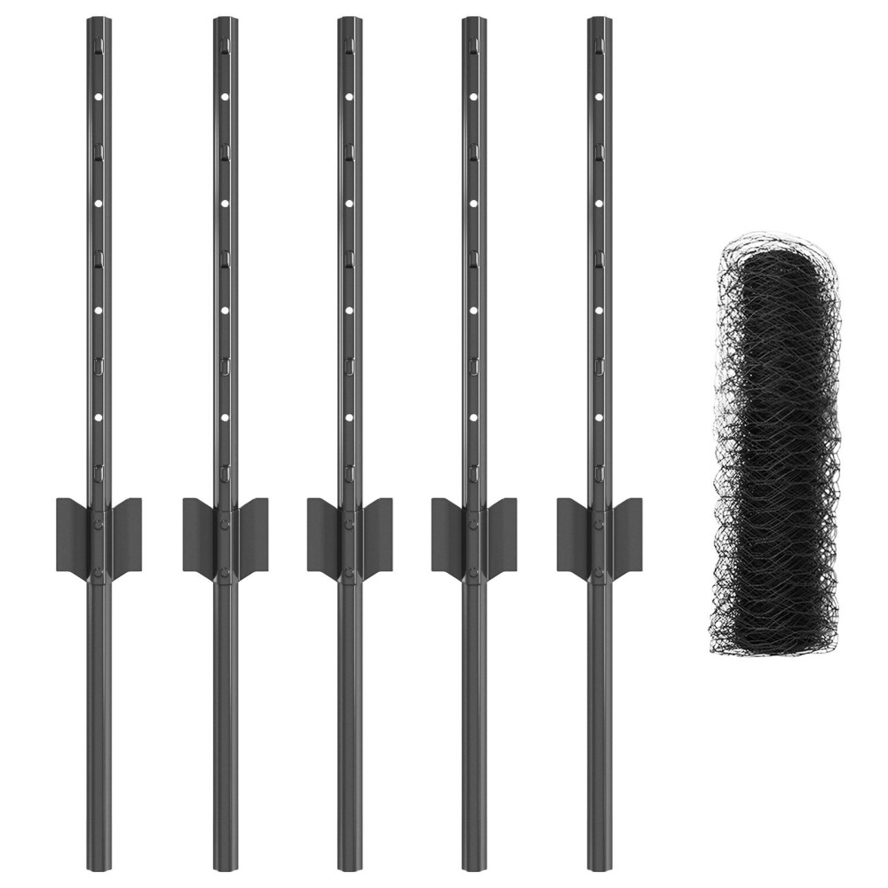 Stâlpi de Gard vidaXL 5 pcs U-Channel Gri 40 cm Oțel