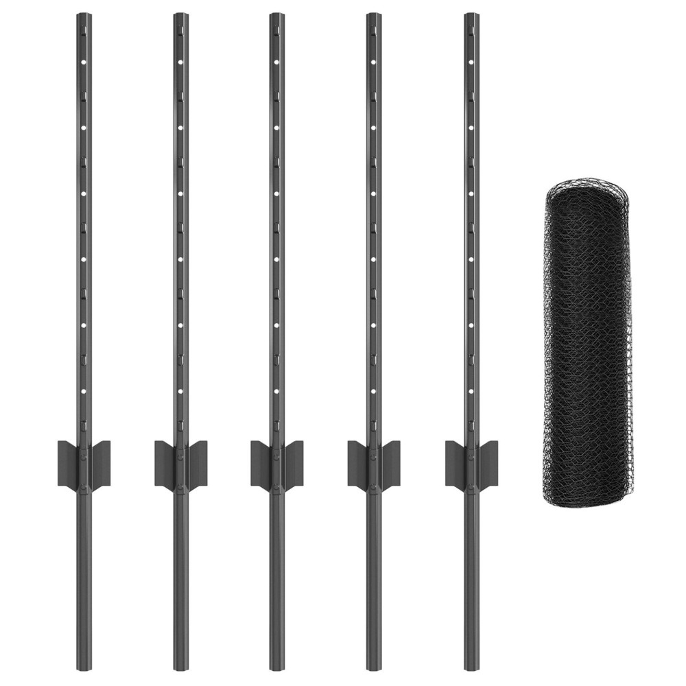 Stâlpi de Gard vidaXL 5 pcs U-Channel Gri 60 cm Oțel