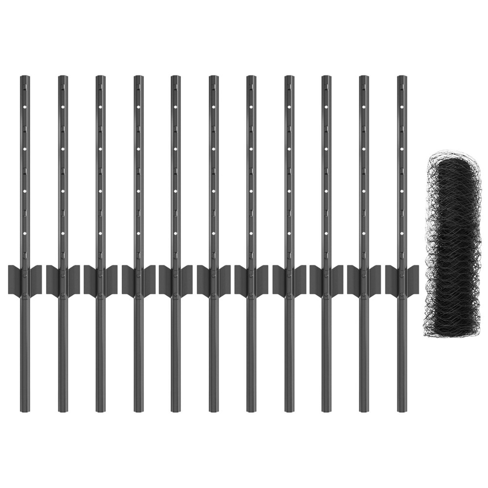 vidaXL Stâlpi de Gard 11 pcs U-Channel Gri 40 cm Oțel