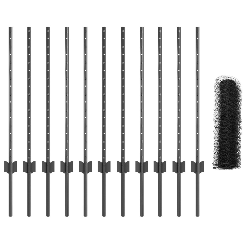 Stâlpi de gard vidaXL 11 pcs U-Channel Gri 80 cm Oțel