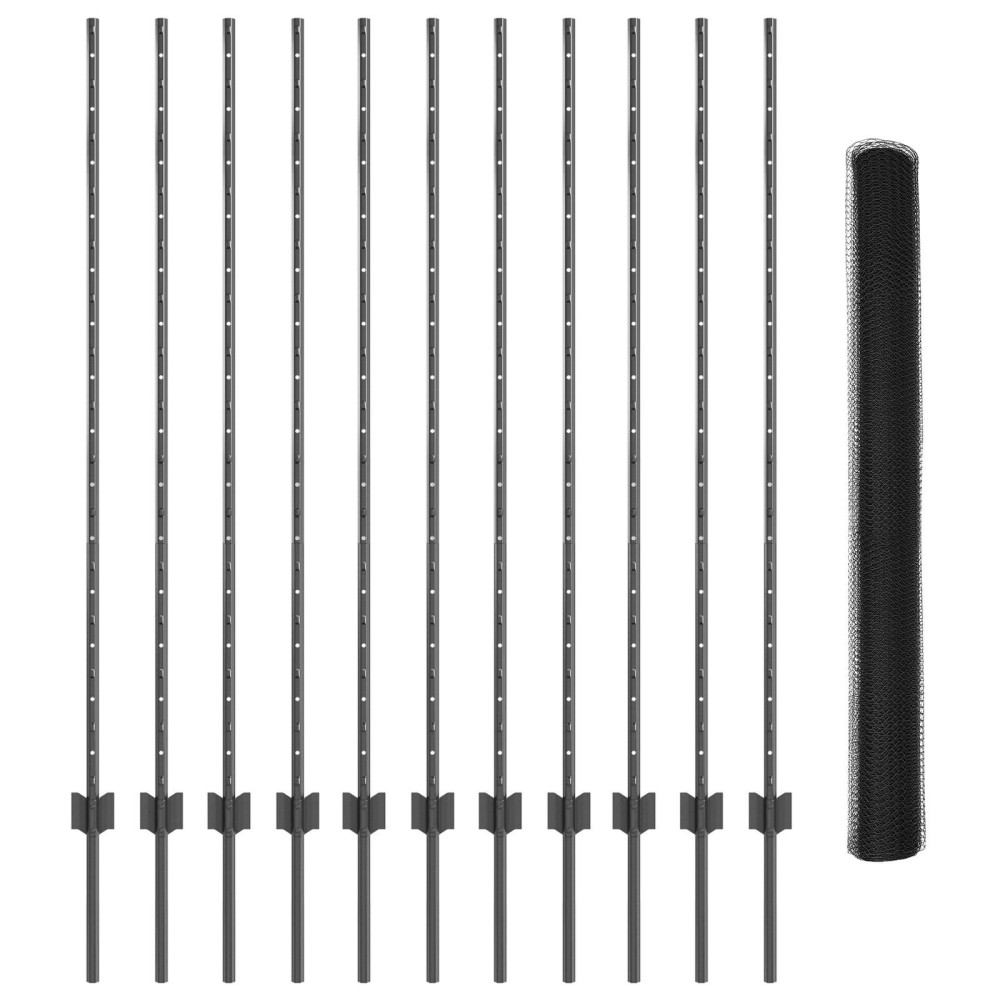 Posturi de Gard vidaXL 22 pcs U-Channel Gri 140 cm Oțel