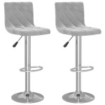 vidaXL Scaune de bar, 2 buc., gri deschis, catifea vidaXL Scaune de bar, 2 buc., gri deschis, catifea