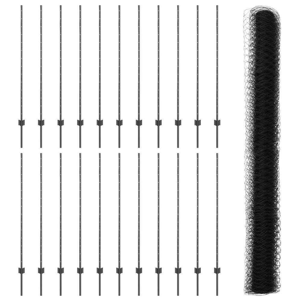 Posturi de gard vidaXL 22 pcs U-Channel Gri 140 cm Oțel