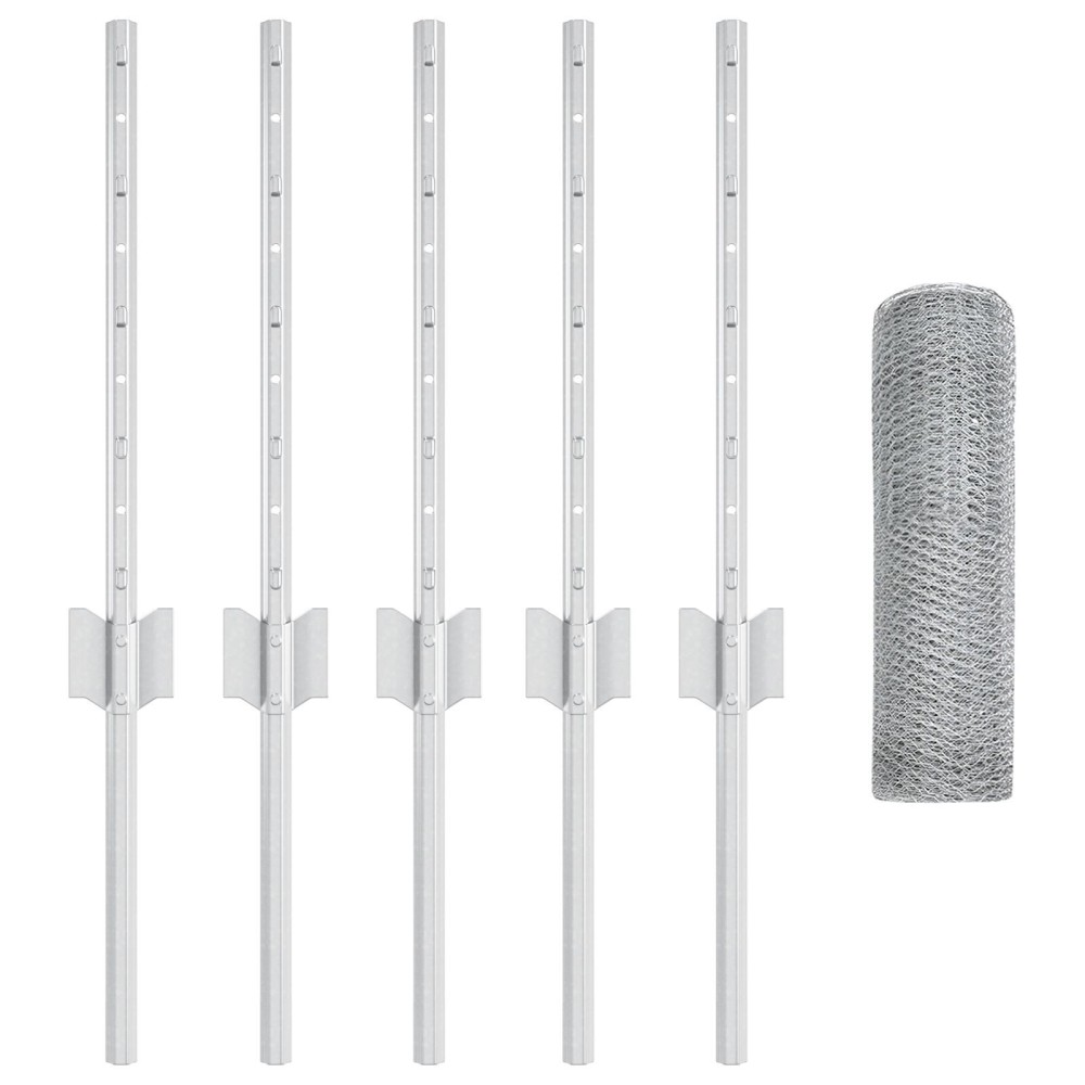 Stâlpi de Împrejmuire vidaXL 5 pcs U-Channel 40 cm Oțel Galvanizat