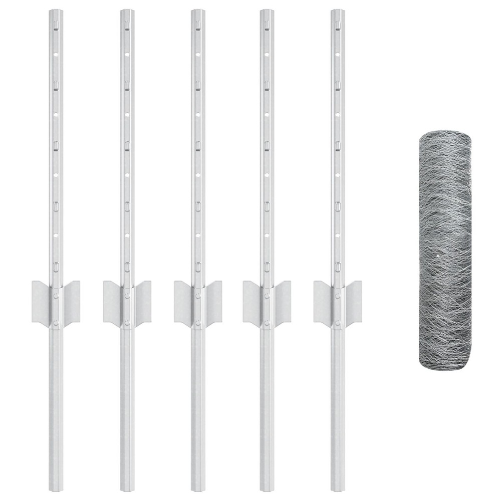 vidaXL Stâlpi de gard 5 buc U-Channel 40 cm Oțel galvanizat