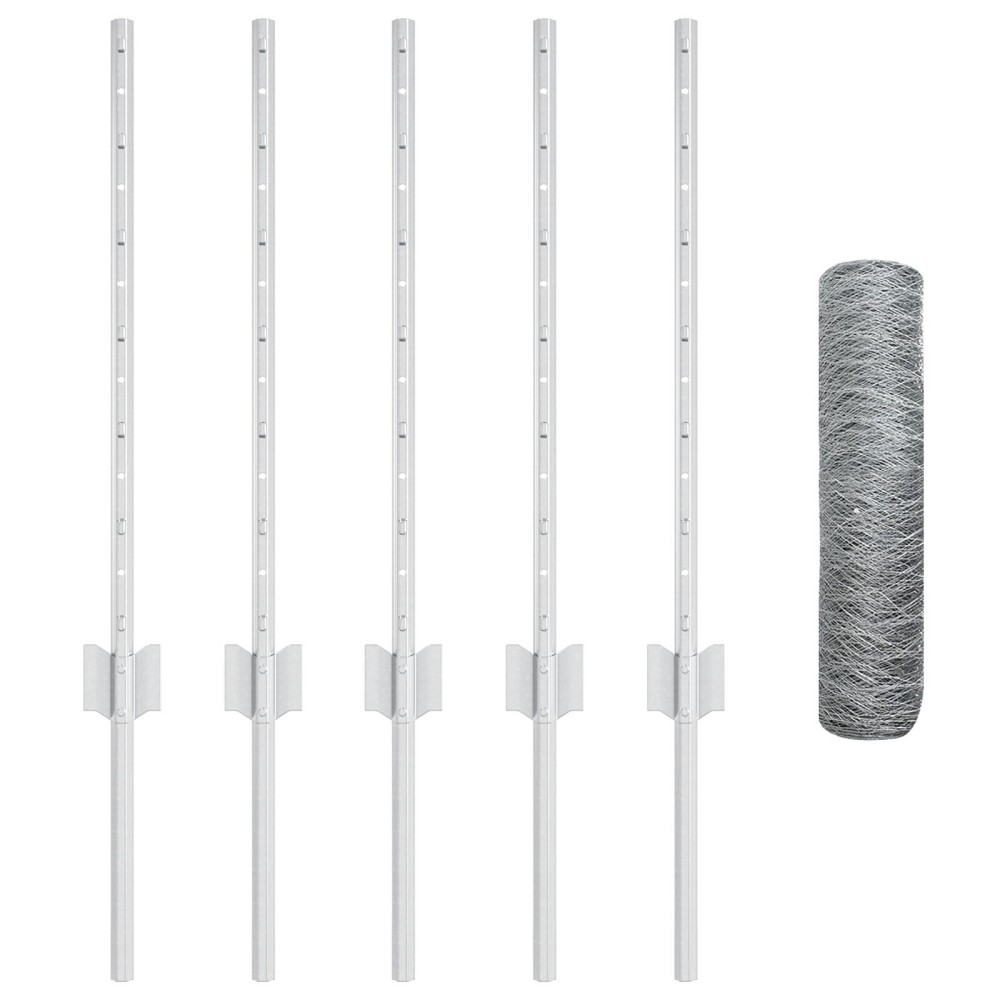 vidaXL Stâlpi de Gard 5 buc U-Channel 60 cm Oțel Galvanizat