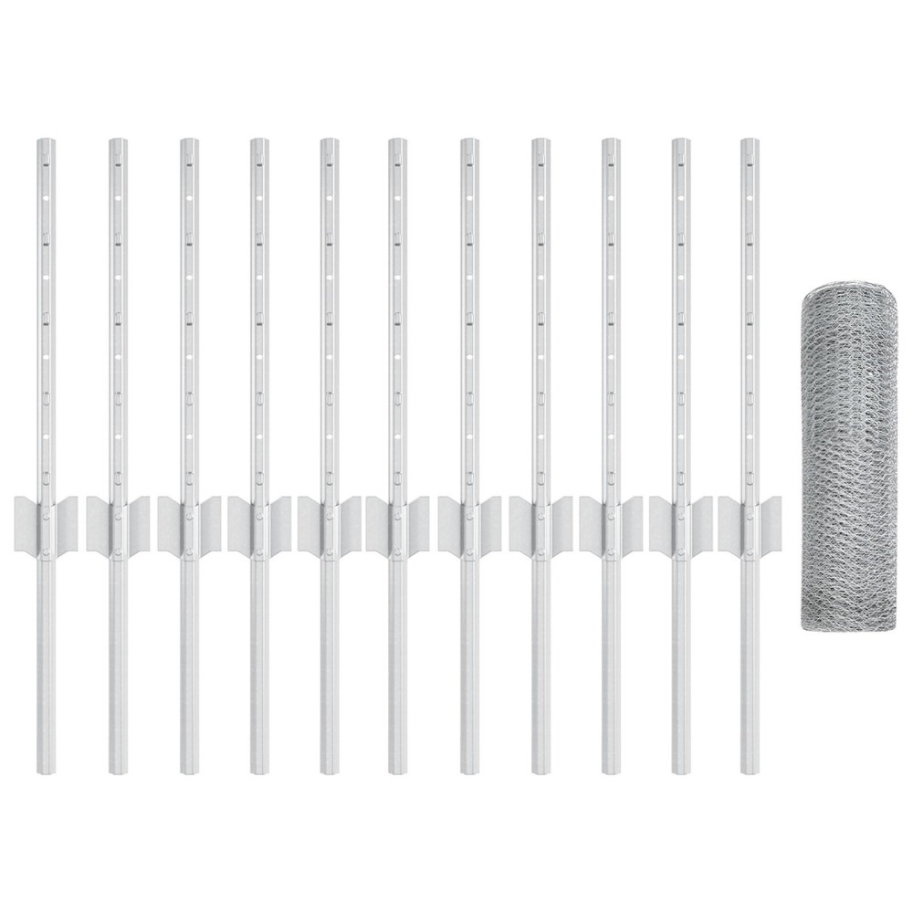 Piloni pentru îngrădire vidaXL 11 buc U-Channel 40 cm Oțel galvanizat