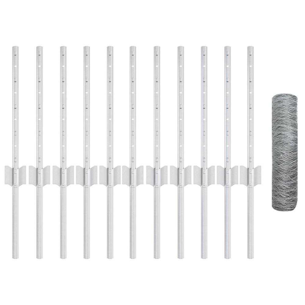 vidaXL Stâlpi de gard 11 pcs U-Channel 40 cm Oțel galvanizat