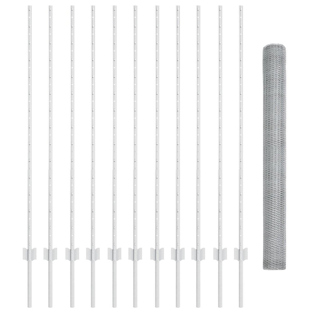 vidaXL Stâlpi de Gard 22 de buc U-Channel 140 cm Oțel Galvanizat