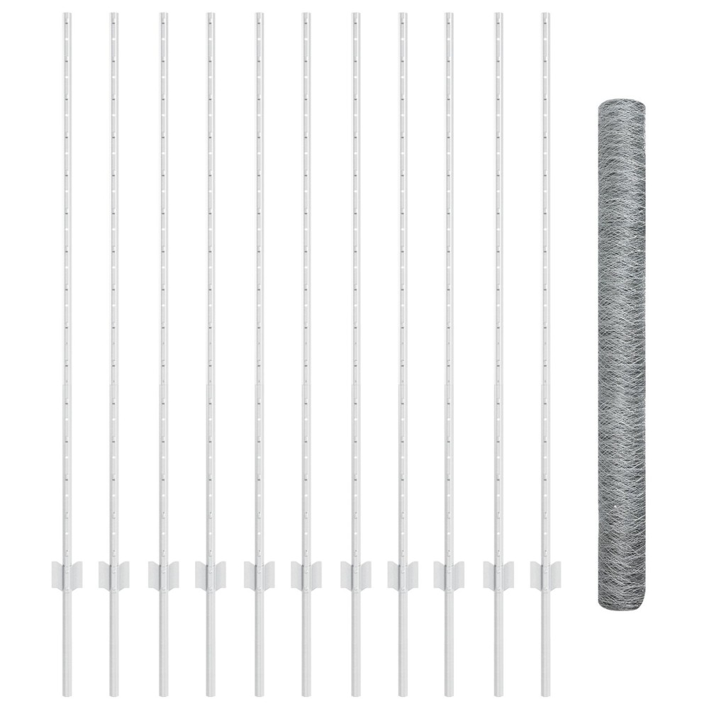 Stâlpi de Împrejmuire vidaXL 22 buc U-Channel 140 cm Oțel Galvanizat