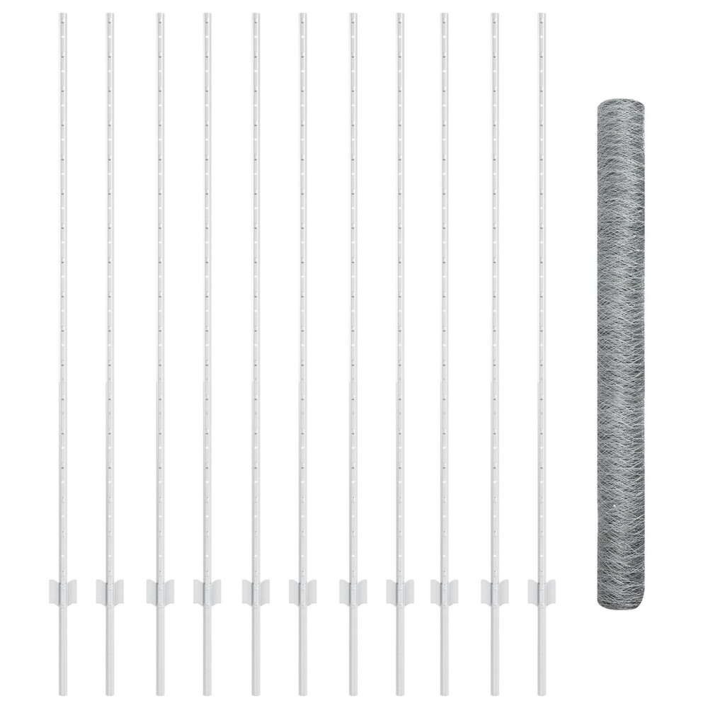 vidaXL Îngrădire cu stâlpi Argintiu 1.6 x 25 m Oțel