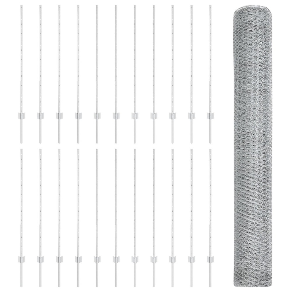 Stâlpi de Gard vidaXL 22 buc U-Channel 120 cm Oțel Galvanizat