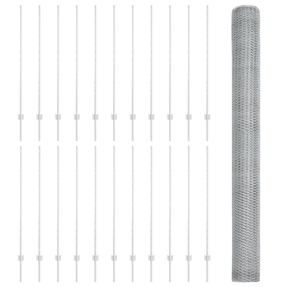 Stâlpi de Gard vidaXL 22 buc U-Channel 140 cm Oțel Galvanizat