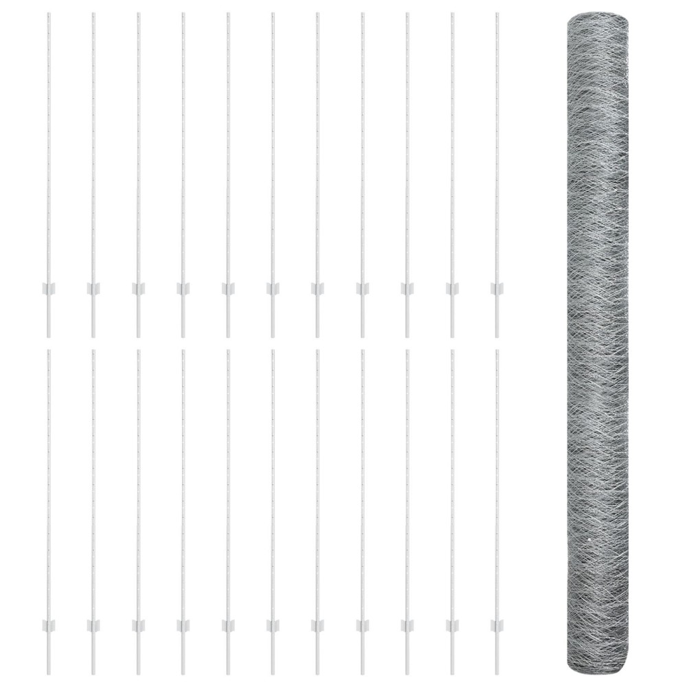 vidaXL Stâlpi de Îngrădire 22 buc U-Channel 150 cm Oțel Galvanizat