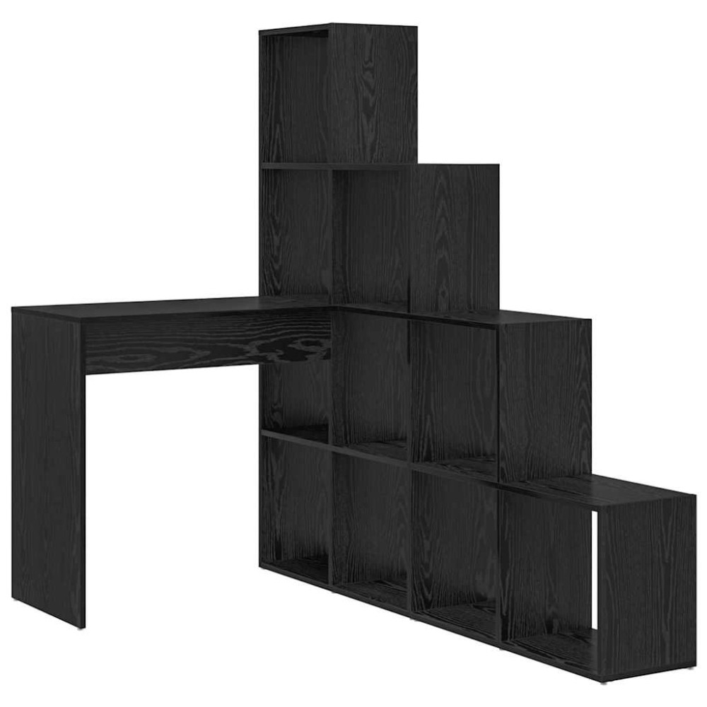 vidaXL Birou de colț cu raft Stejar negru 101.5 x 149.5 x 149.5 cm