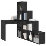 vidaXL Birou de colț cu raft Stejar negru 101.5 x 149.5 x 149.5 cm