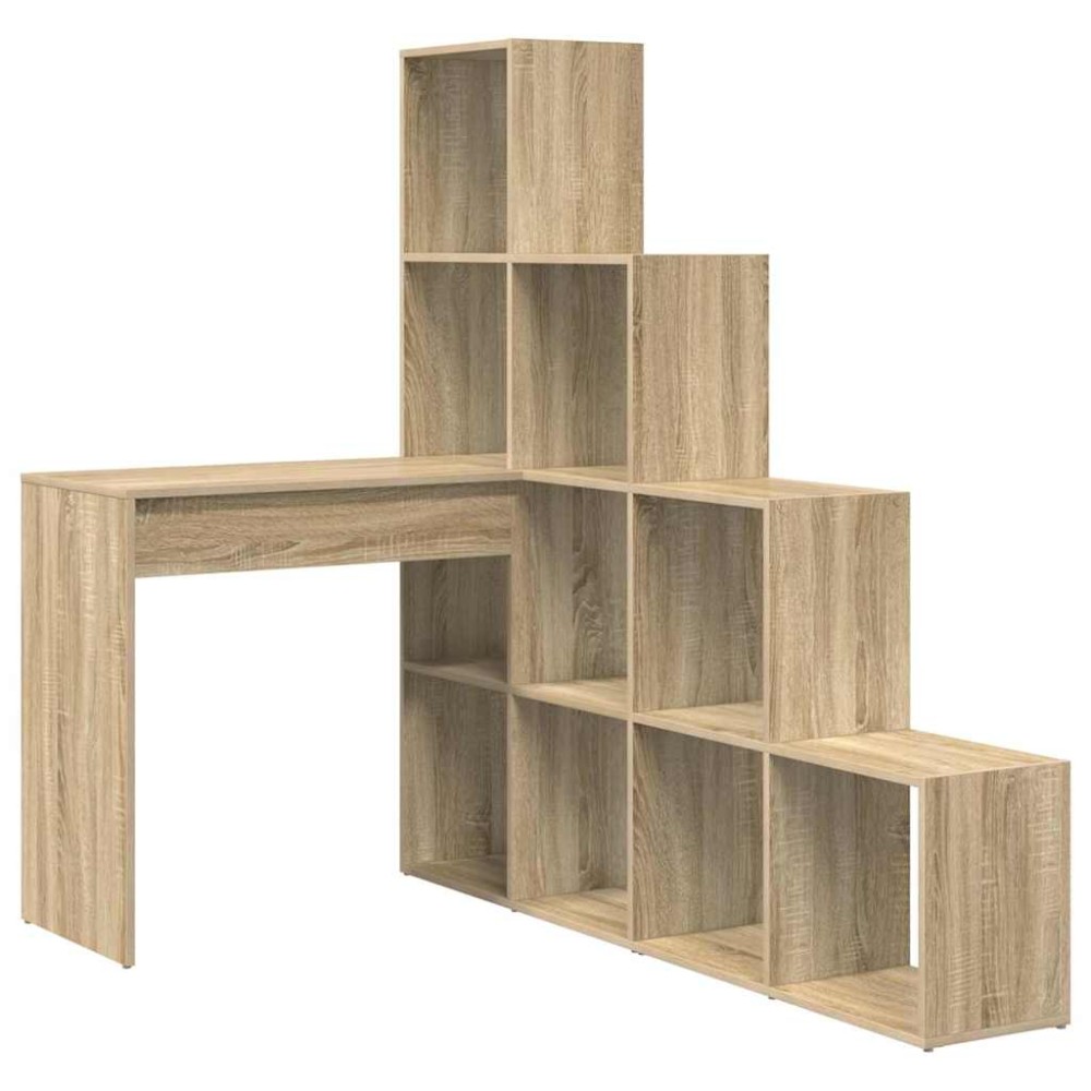 vidaXL Birou de colț cu raft Stejar sonoma 101.5 x 149.5 x 149.5 cm