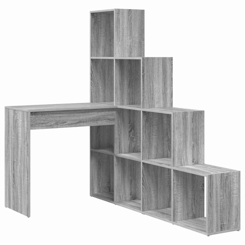 vidaXL Birou de colț cu raft cu depozitare sonoma gri 101.5 x 149.5 x 149.5 cm