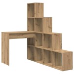 vidaXL Birou de colț cu raft stejar artizanal 101.5 x 149.5 x 149.5 cm