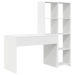 vidaXL Birou cu raft cu depozitare Alb 138.5 x 55 x 143 cm Lemn compozit