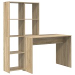 vidaXL Birou cu raft Stejar sonoma 138.5 x 55 x 143 cm Lemn compozit