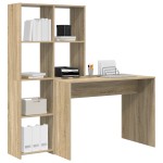 vidaXL Birou cu raft Stejar sonoma 138.5 x 55 x 143 cm Lemn compozit