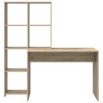 vidaXL Birou cu raft Stejar sonoma 138.5 x 55 x 143 cm Lemn compozit