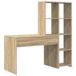 vidaXL Birou cu raft Stejar sonoma 138.5 x 55 x 143 cm Lemn compozit