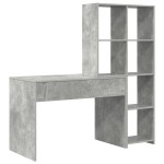 vidaXL Birou cu raft cu depozitare Gri beton 138.5 x 55 x 143 cm Lemn compozit vidaXL Birou cu raft cu depozitare Gri beton 138.5 x 55 x 143 cm Lemn compozit