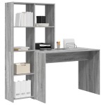 vidaXL Birou cu raft sonoma gri 138.5 x 55 x 143 cm Lemn compozit vidaXL Birou cu raft sonoma gri 138.5 x 55 x 143 cm Lemn compozit