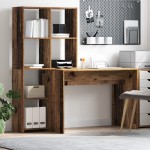 vidaXL Birou cu raft Lemn vechi 138.5 x 55 x 143 cm Lemn compozit vidaXL Birou cu raft Lemn vechi 138.5 x 55 x 143 cm Lemn compozit