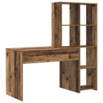 vidaXL Birou cu raft Lemn vechi 138.5 x 55 x 143 cm Lemn compozit vidaXL Birou cu raft Lemn vechi 138.5 x 55 x 143 cm Lemn compozit