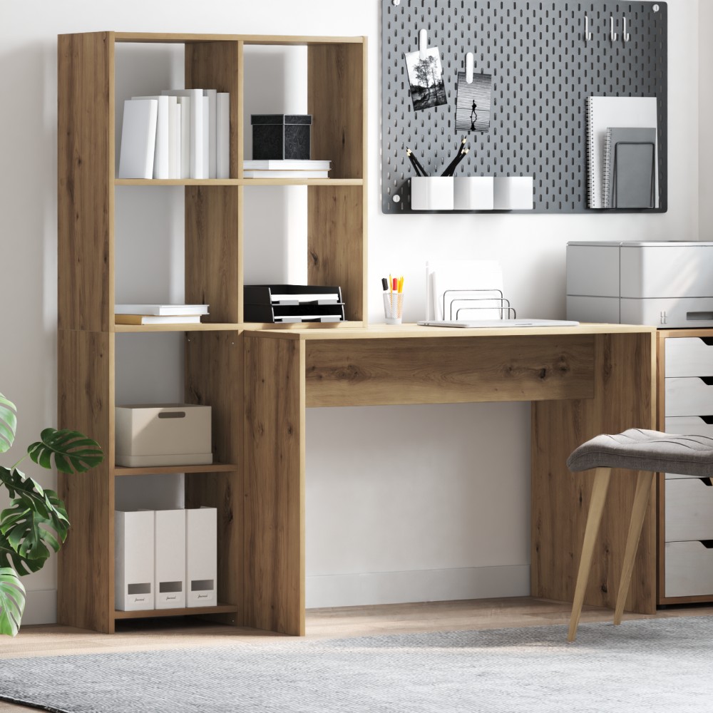 vidaXL Birou stejar artizanal 138.5 x 55 x 143 cm Lemn compozit