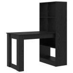 vidaXL Birou cu raft cu depozitare Stejar negru 122 x 67 x 145 cm vidaXL Birou cu raft cu depozitare Stejar negru 122 x 67 x 145 cm